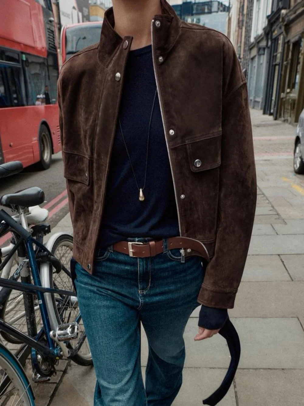 ZARA 100% SUEDE LEATHER BOMBER JACKET WITH POCKETS XL NWT